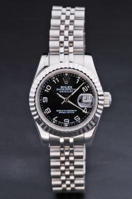 Rolex Datejust Silver Black Stainless Steel 25mm Watch-RD3790 Rolex Datejust Silver Black Stainless Steel 25mm Watch-RD3790