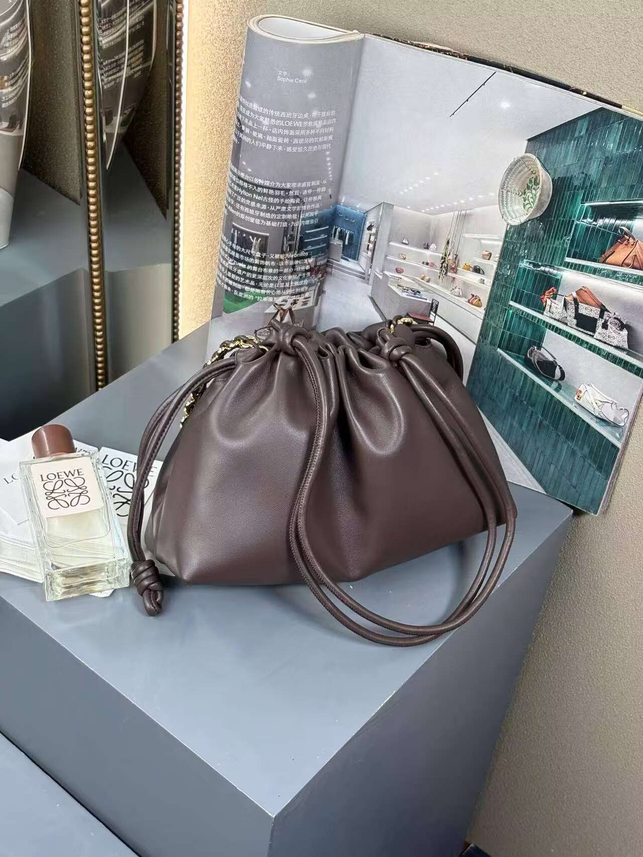 Loewe Napa Lamb Leather Flamenco Purse 80696 dark brown Loewe Napa Lamb Leather Flamenco Purse 80696 dark brown